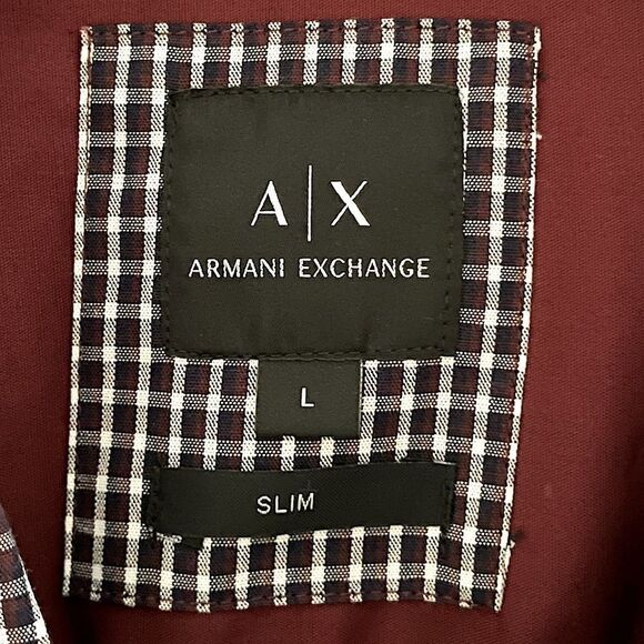 NWOT! Armani Exchange Maroon, Slim Fit Men’s Button Down Dress Shirt. Size L. - Picture 3 of 6